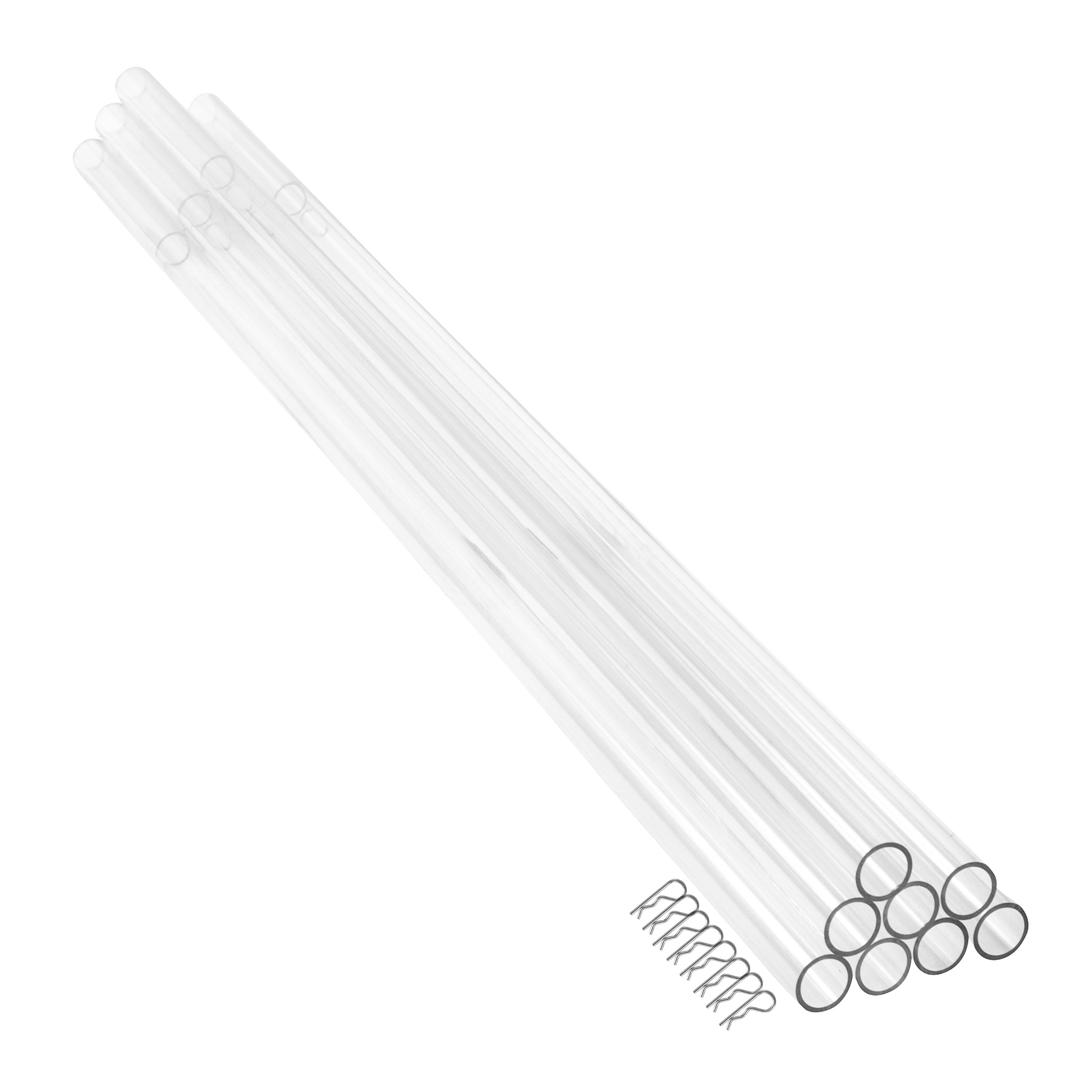 8 pcs Clear Acrylic Ceiling Drape Tube with Position Fastening Pins