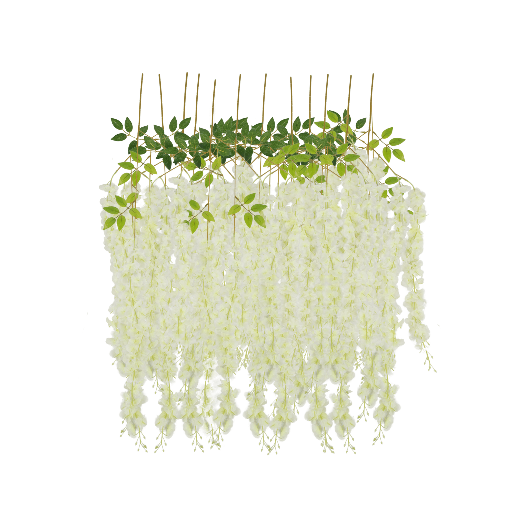 12 Pack Hanging Wisteria Vines Silk Flower Stem - Ivory | Rental