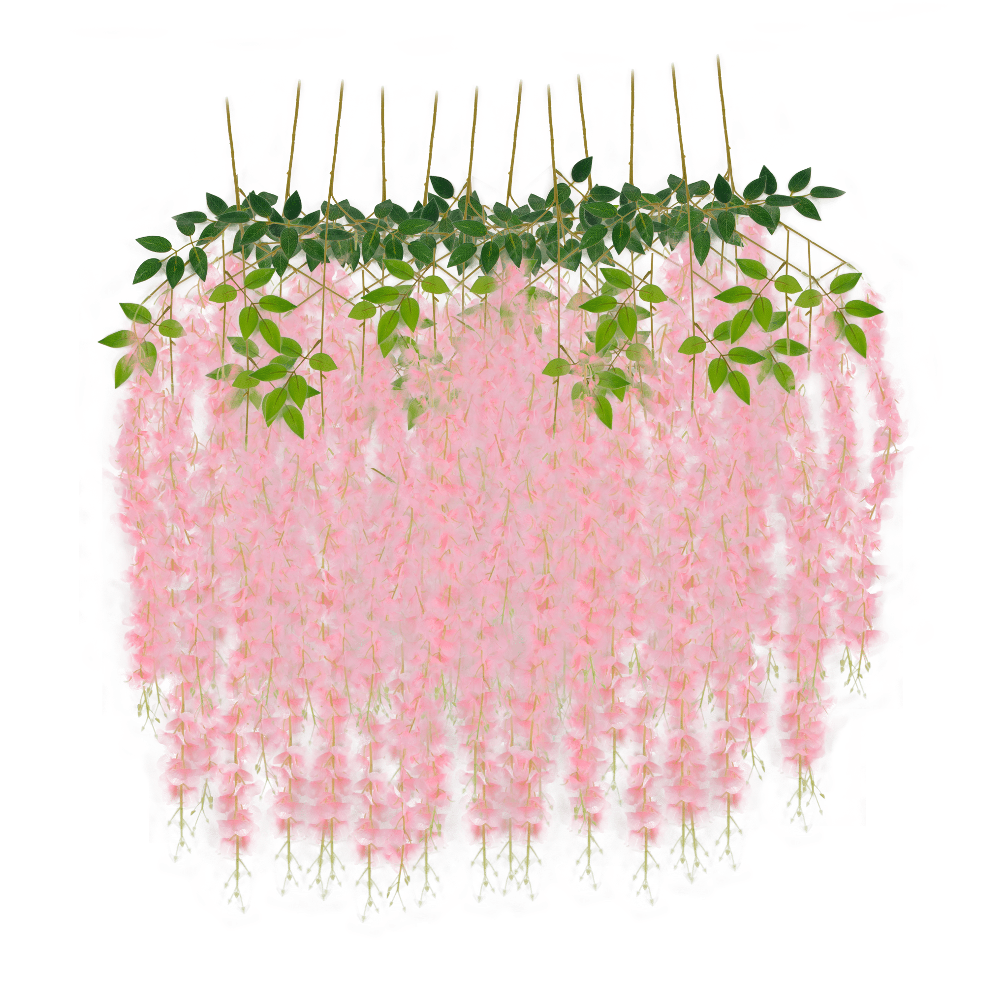 12 Pack Hanging Wisteria Vines Silk Flower Stem - Pink | Rental