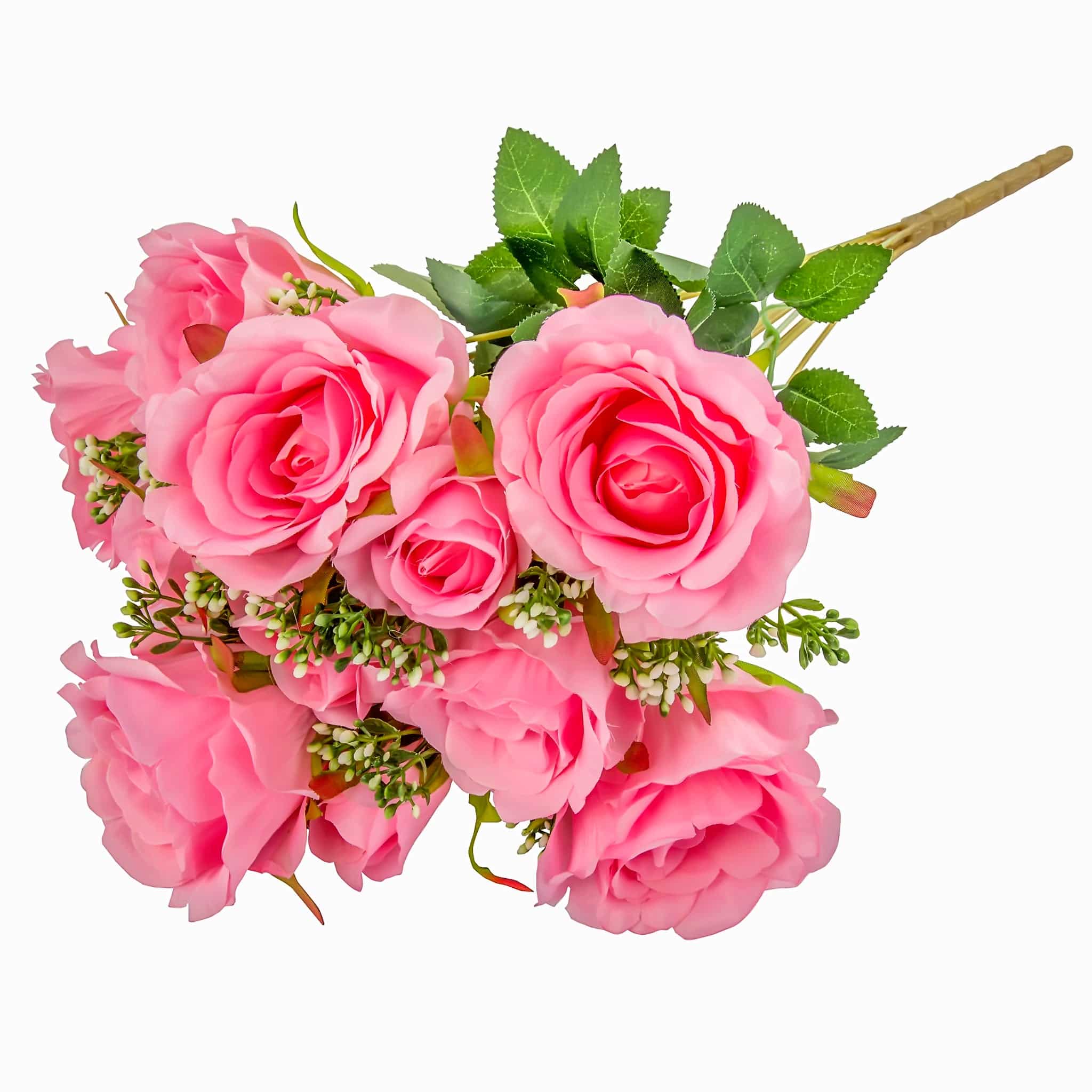 Silk Rose Bush 12 heads - Pink | Rental