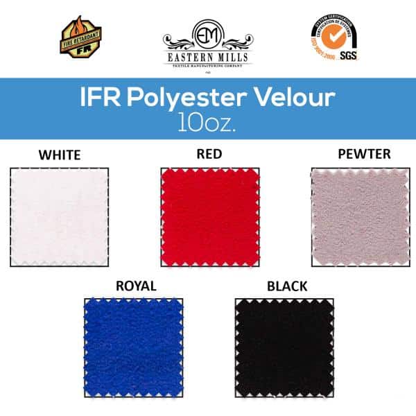 10oz. Inherently Fire Retardant Polyester Velour by the Yard - 60" Wide - Choice of Colors | Rental