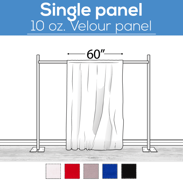 10 oz. Inherently Fire Retardant Polyester Velour - Sewn Drape Panel 60" Wide w/ 4" Rod Pockets - 20ft | Rental
